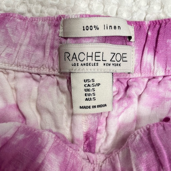 RACHEL ZOE Linen Tie Dye High Rise Pull On Drawstring Waist Tassel Shorts Size S - Picture 5 of 5